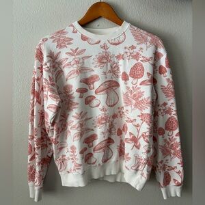 Mushroom Forest Crew Neck Sweatshirt Botanical Indie Cottagecore Women’s Small